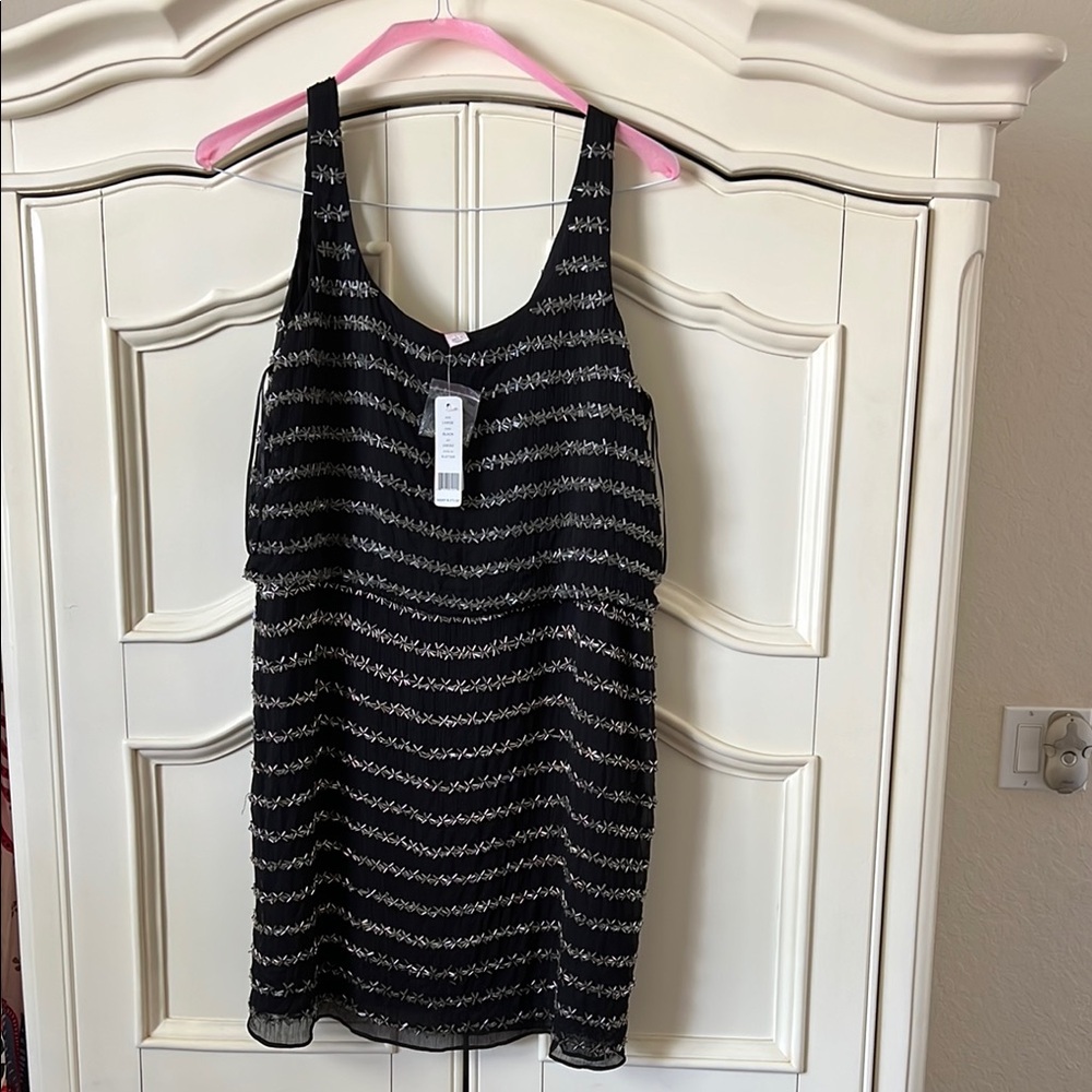 Romeo & Juliet Couture Black Dress with Silver and Gray Beaded Accents